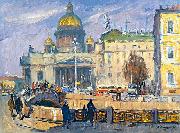 Alexander Nasmyth At the Isaakievskaya Square in Leningrad oil